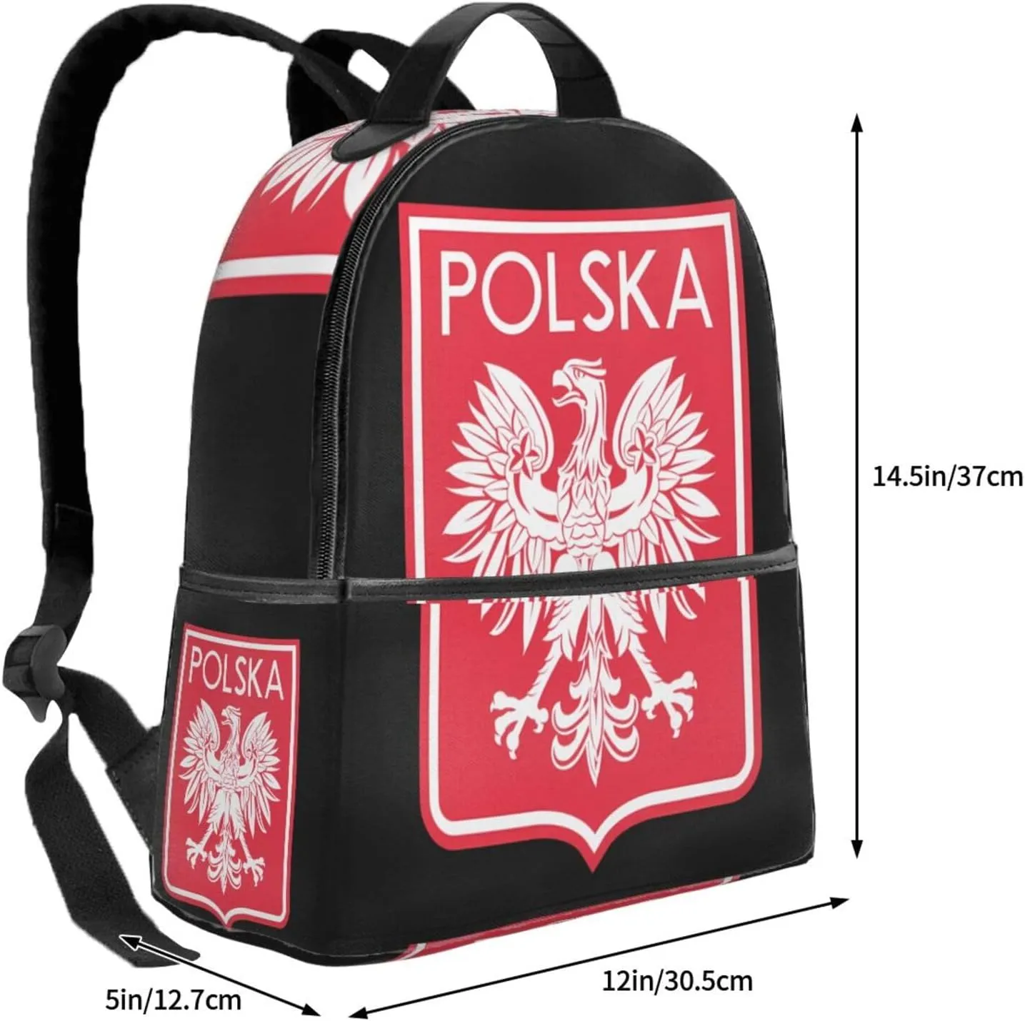 Polish Flag Poland Polska Eagle Casual Backpacks Travel Backpack Fashion Rucksack Outdoor Daypack Lightweight Bag with Leather Handles for Working Hiking Camping