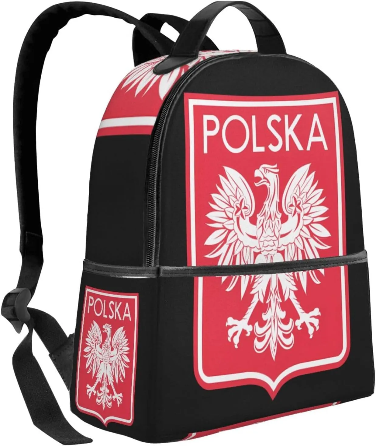 Polish Flag Poland Polska Eagle Casual Backpacks Travel Backpack Fashion Rucksack Outdoor Daypack Lightweight Bag with Leather Handles for Working Hiking Camping