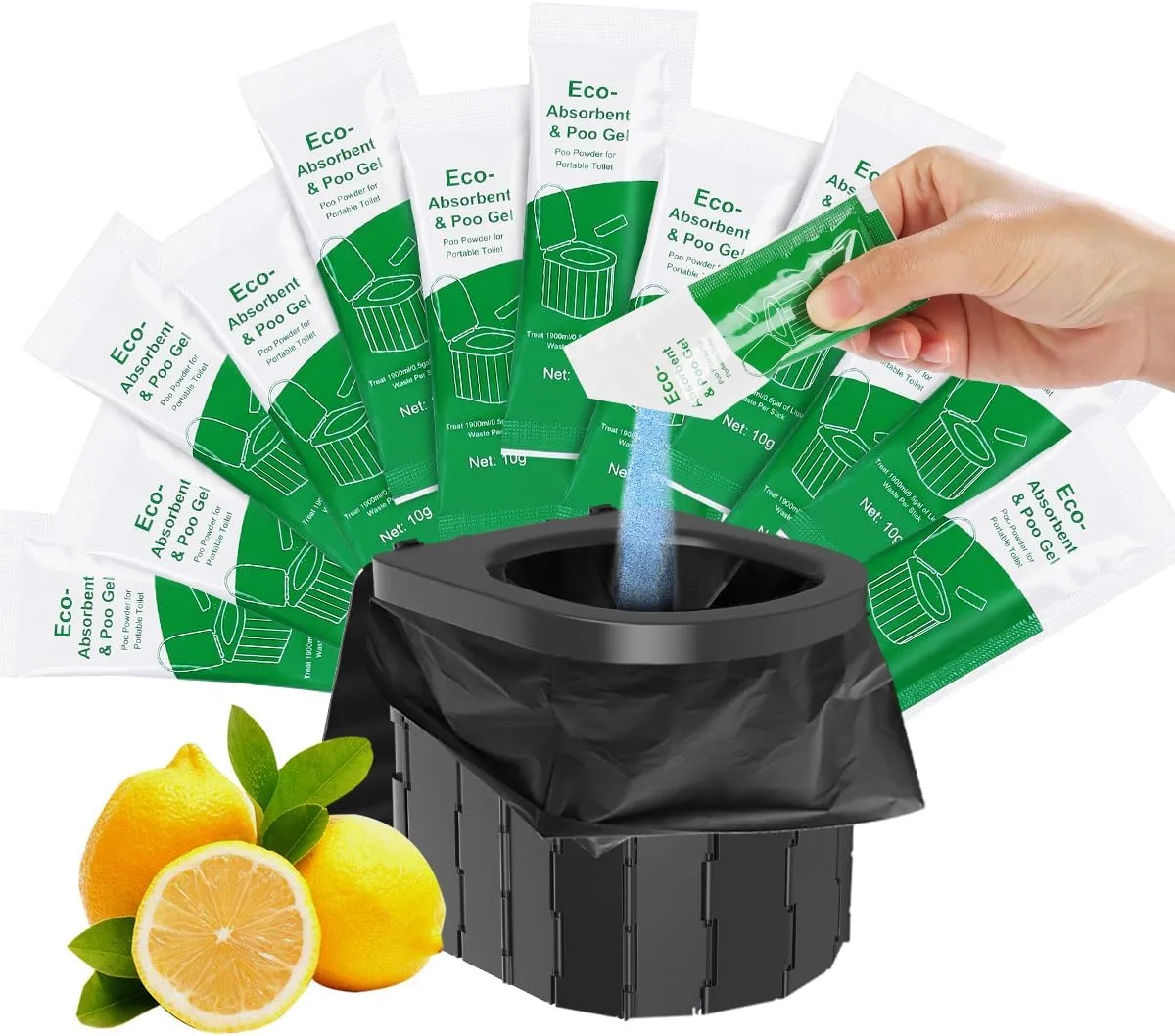 Poo Gel for Portable Toilet, Eco Absorbent Gel for Camping Toilet Powder, Poo Urine Powder for Potty Bags for Outdoor Camping Hiking Emergency
