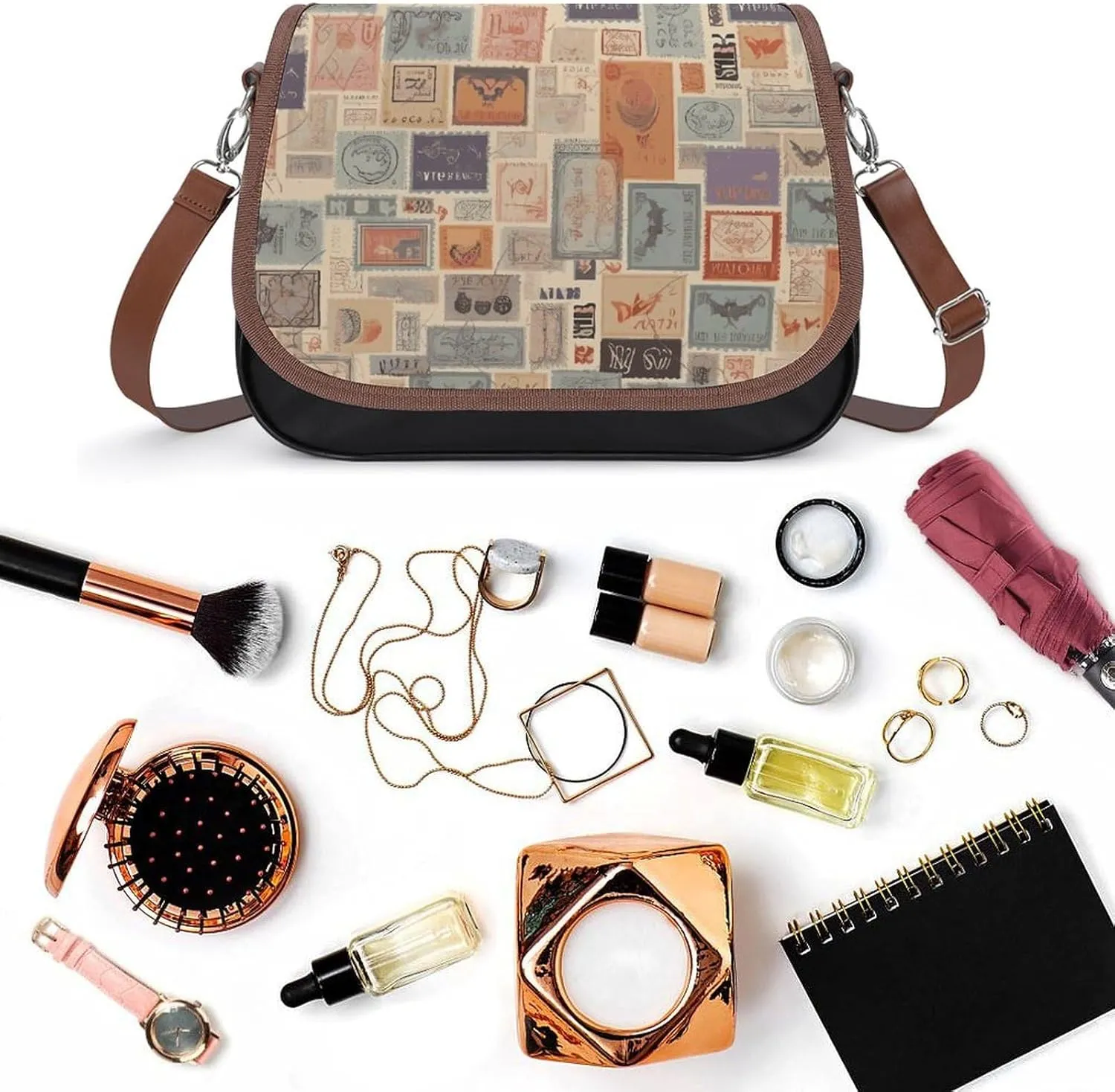 Poppy Flowers Print Crossbody Bags for Women Travel Shoulder Bag Small Leather Cross Body Handbags