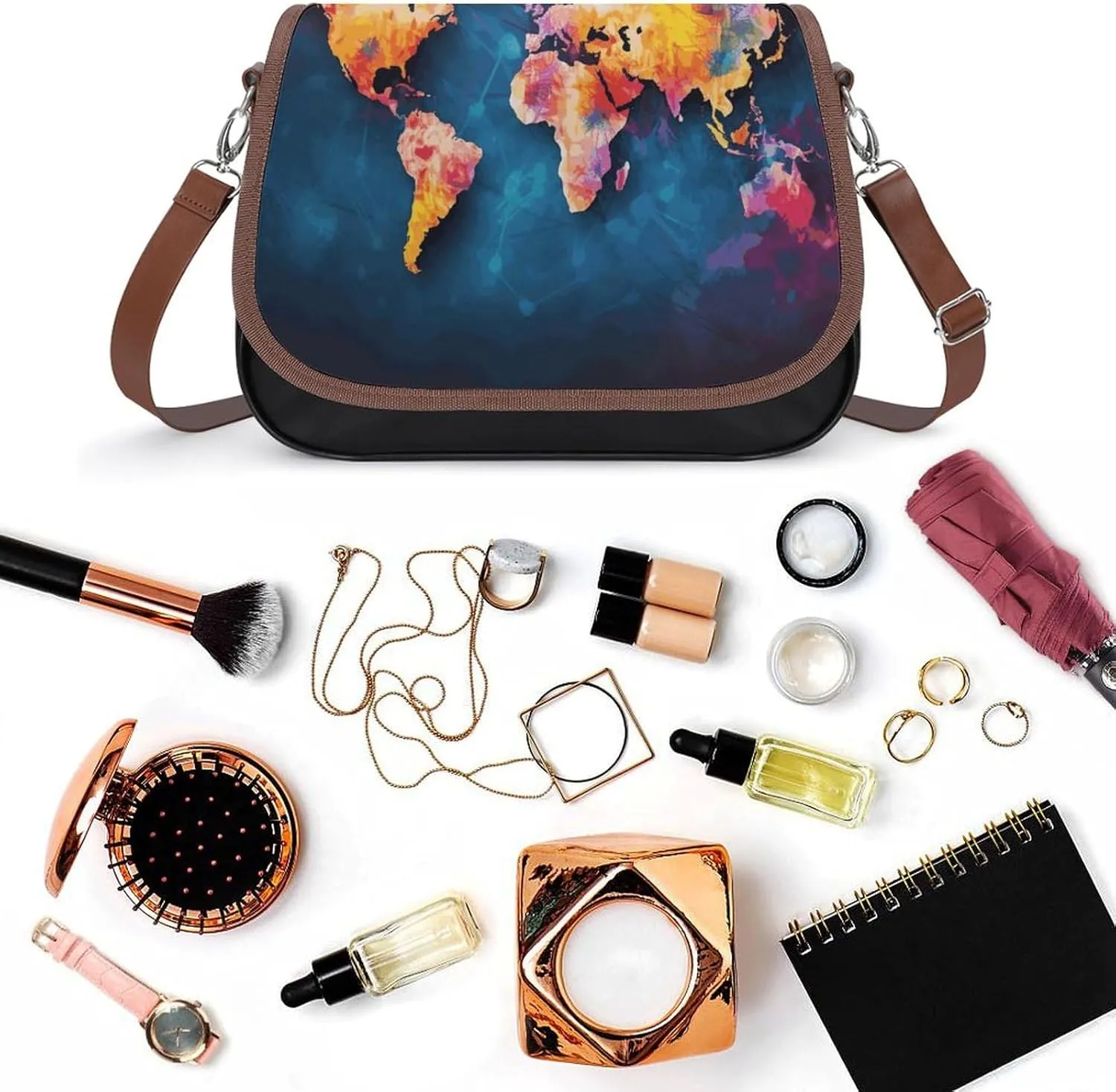 Poppy Flowers Print Crossbody Bags for Women Travel Shoulder Bag Small Leather Cross Body Handbags