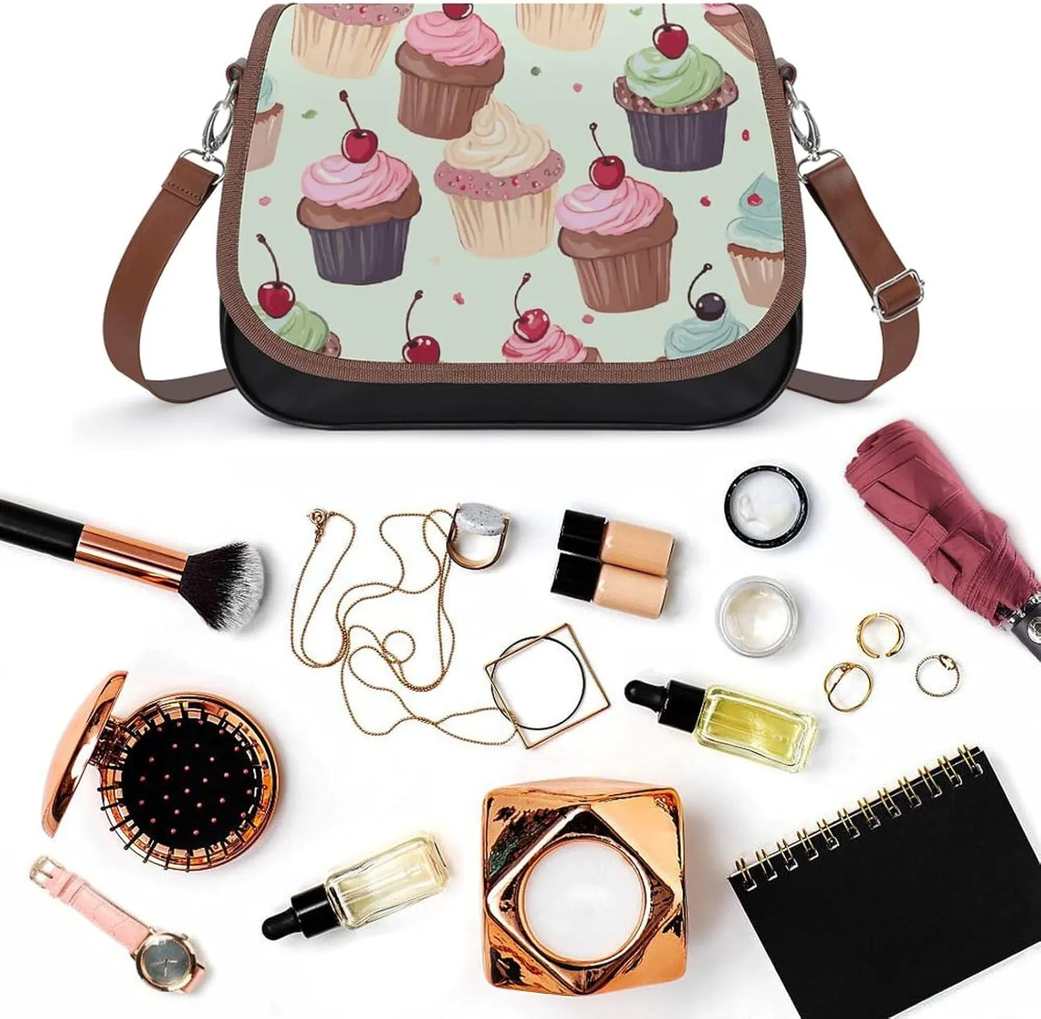 Poppy Flowers Print Crossbody Bags for Women Travel Shoulder Bag Small Leather Cross Body Handbags