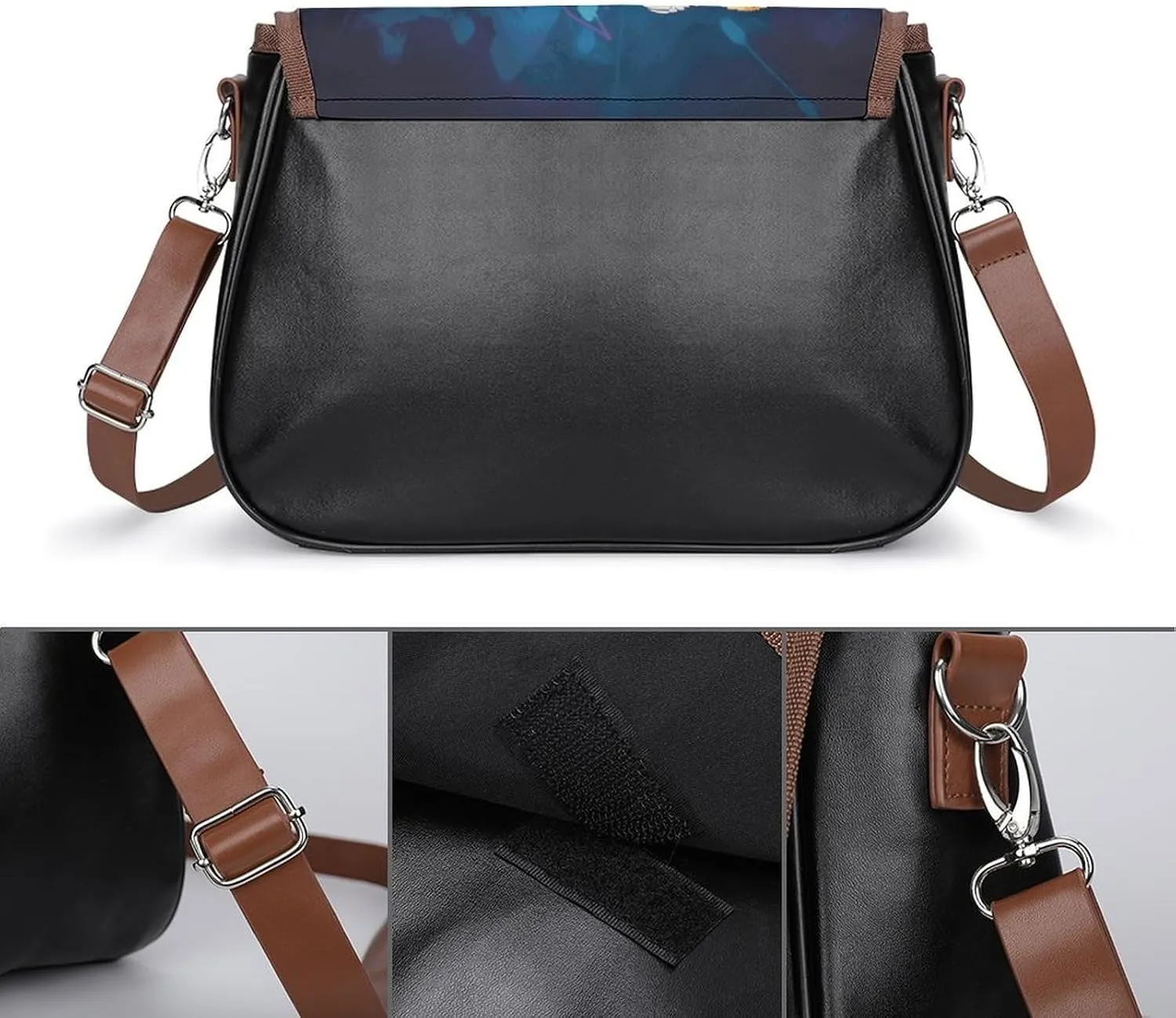 Poppy Flowers Print Crossbody Bags for Women Travel Shoulder Bag Small Leather Cross Body Handbags