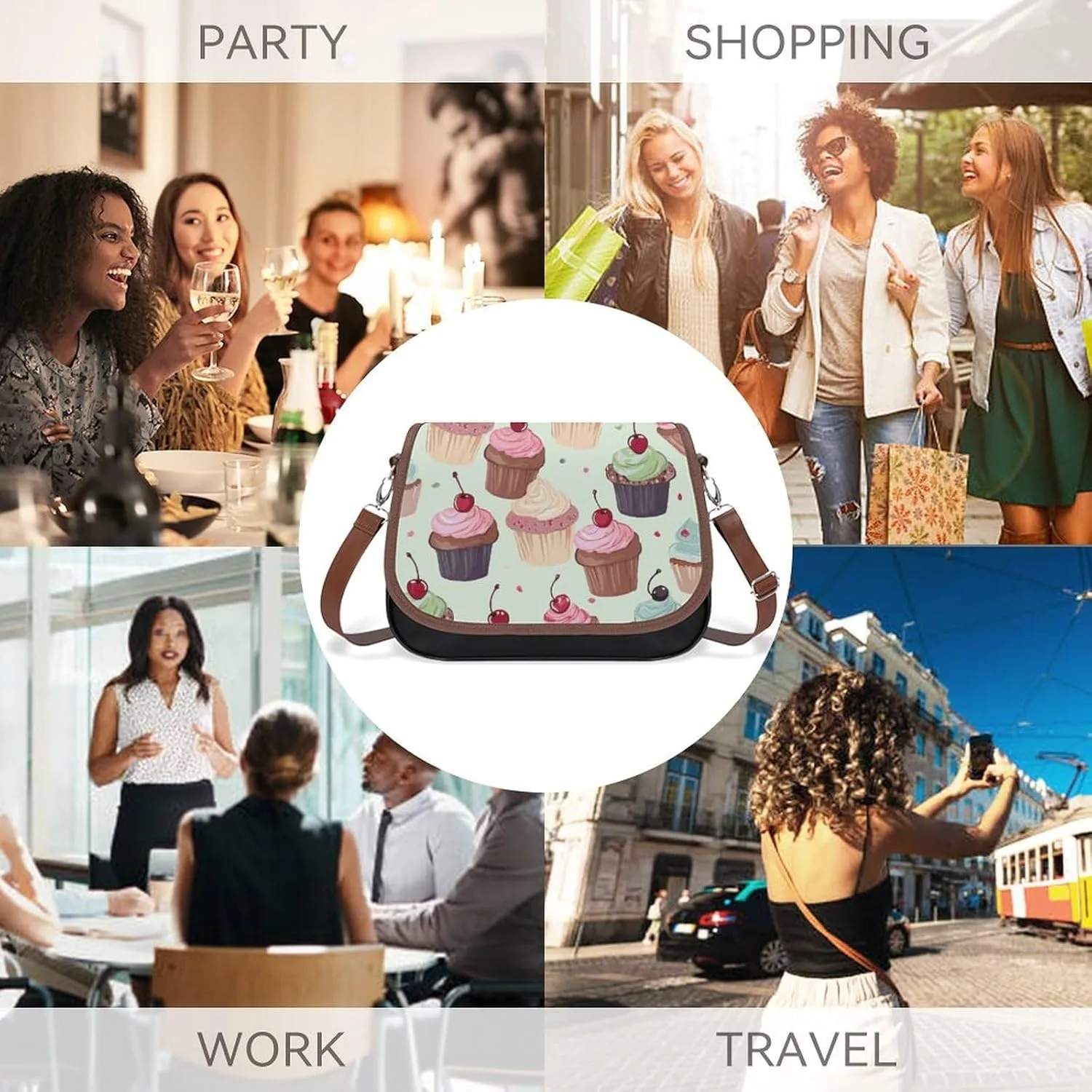 Poppy Flowers Print Crossbody Bags for Women Travel Shoulder Bag Small Leather Cross Body Handbags