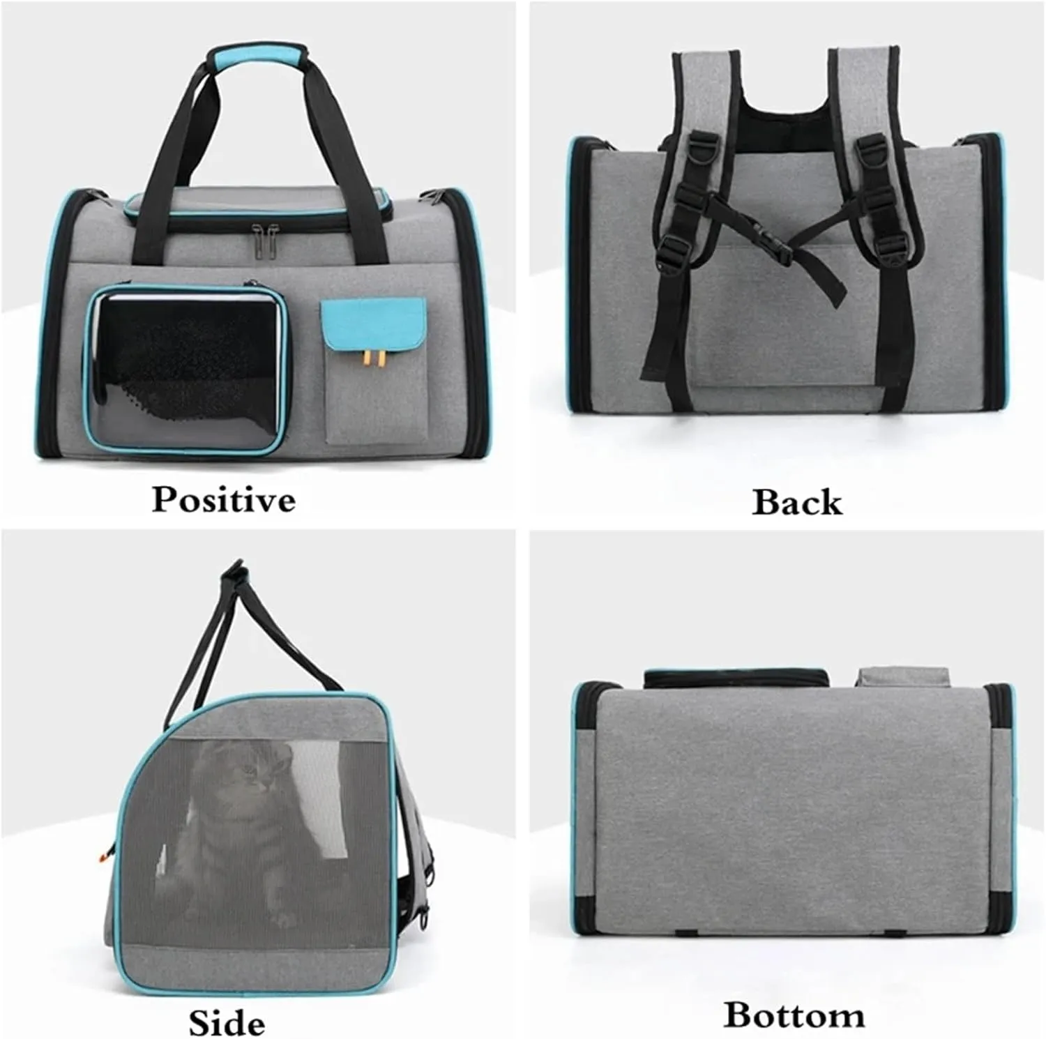 Portable Cat Carrier Bag Foldable Cats Handbag Reflective Pet Shoulder Bag Crossbody Cat Backpack Outdoor Travel Transportation(Fluorescent Green L)