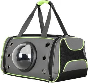 Portable Cat Carrier Bag Foldable Cats Handbag Reflective Pet Shoulder Bag Crossbody Cat Backpack Outdoor Travel Transportation(Fluorescent Green L)