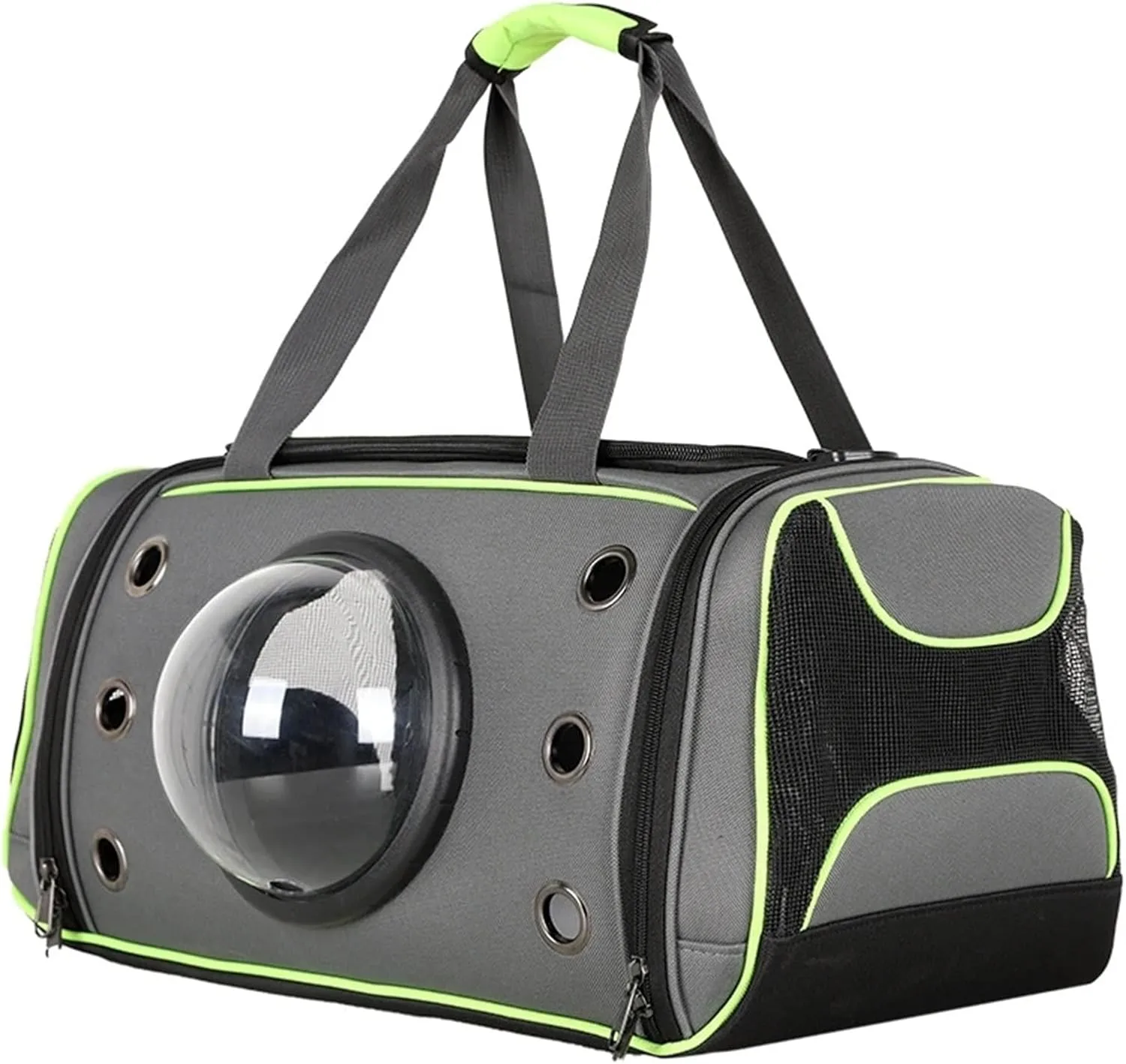 Portable Cat Carrier Bag Foldable Cats Handbag Reflective Pet Shoulder Bag Crossbody Cat Backpack Outdoor Travel Transportation(Fluorescent Green L)