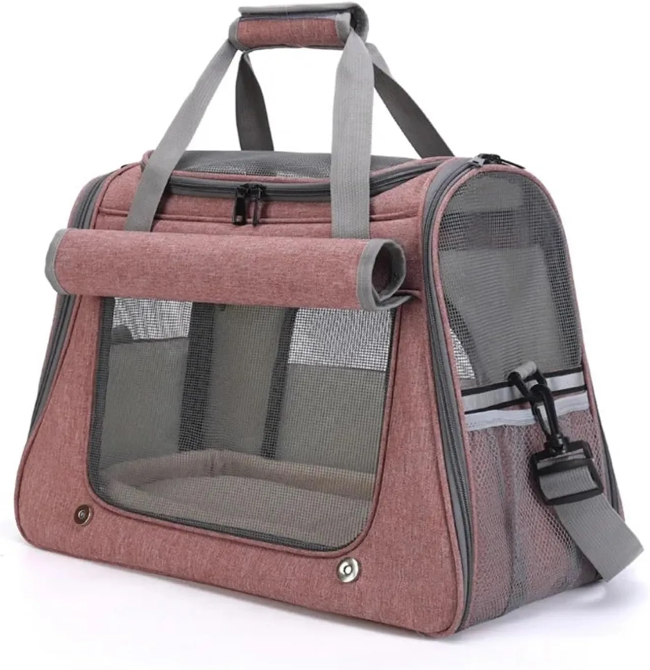 Portable Cat Carrier Bag Foldable Cats Handbag Reflective Pet Shoulder Bag Crossbody Cat Backpack Outdoor Travel Transportation(Pink)