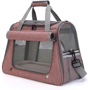 Portable Cat Carrier Bag Foldable Cats Handbag Reflective Pet Shoulder Bag Crossbody Cat Backpack Outdoor Travel Transportation(Pink)