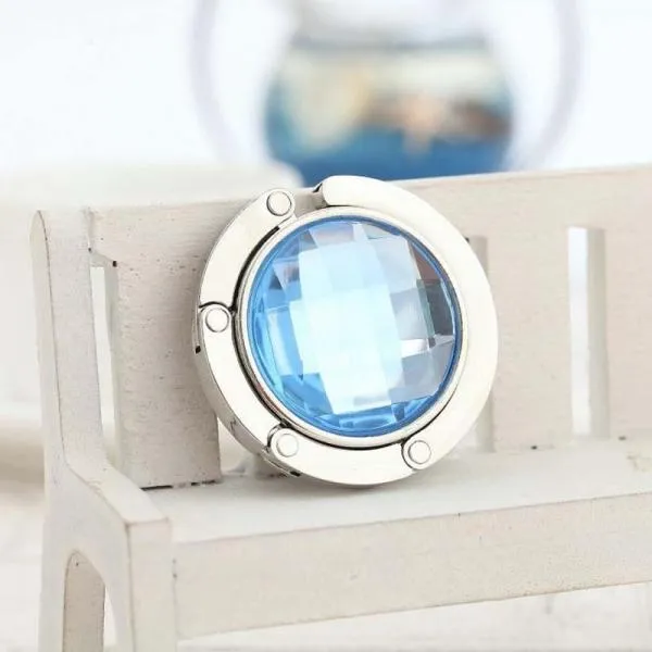 Portable Handbag Hanger Foldable Light Weight Bag Holder Multifunction Hook Light Blue