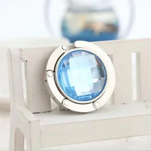 Portable Handbag Hanger Foldable Light Weight Bag Holder Multifunction Hook Light Blue