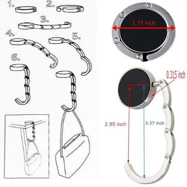 Portable Handbag Hanger Foldable Light Weight Bag Holder Multifunction Hook Light Blue