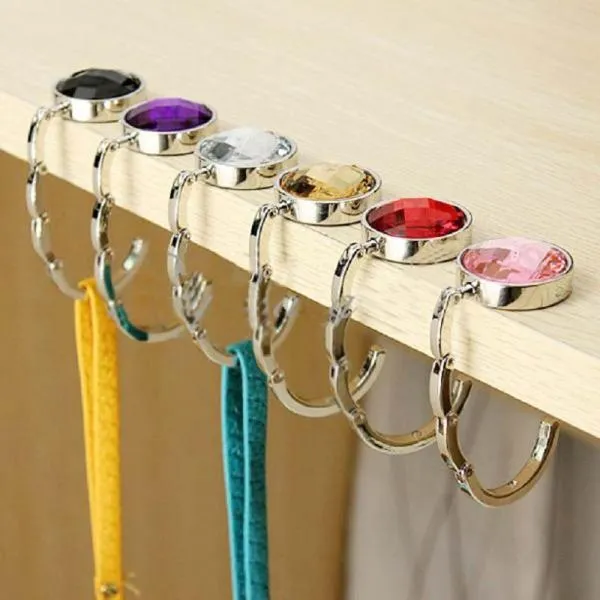 Portable Handbag Hanger Foldable Light Weight Bag Holder Multifunction Hook Light Blue