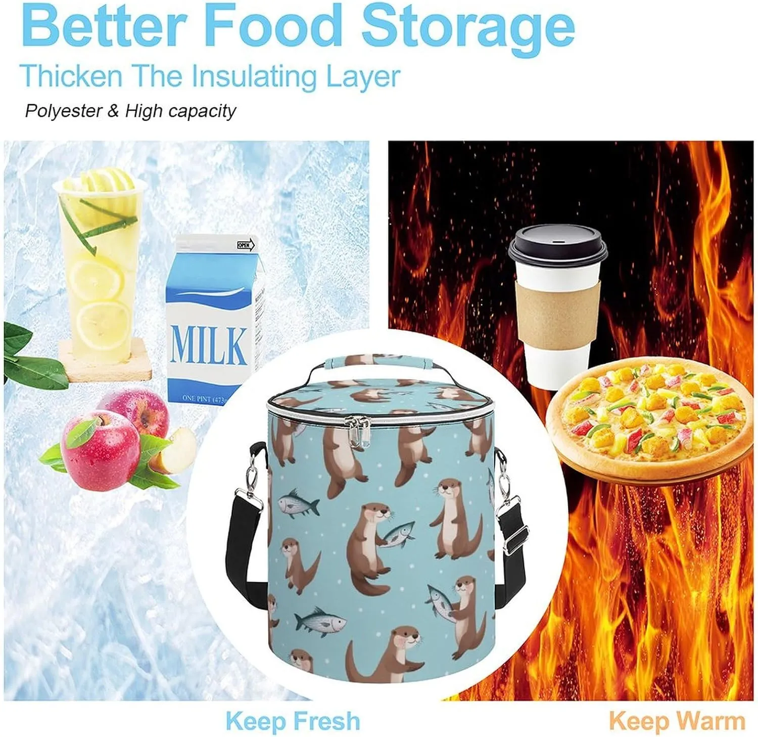 Portable Leak-Proof Cooler Bag with Sturdy Zipper and Handle for Outdoor Use