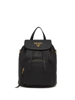 Prada - pebbled leather backpack - women - Calf Leather/Leather/Nylon/metal - One Size - Black