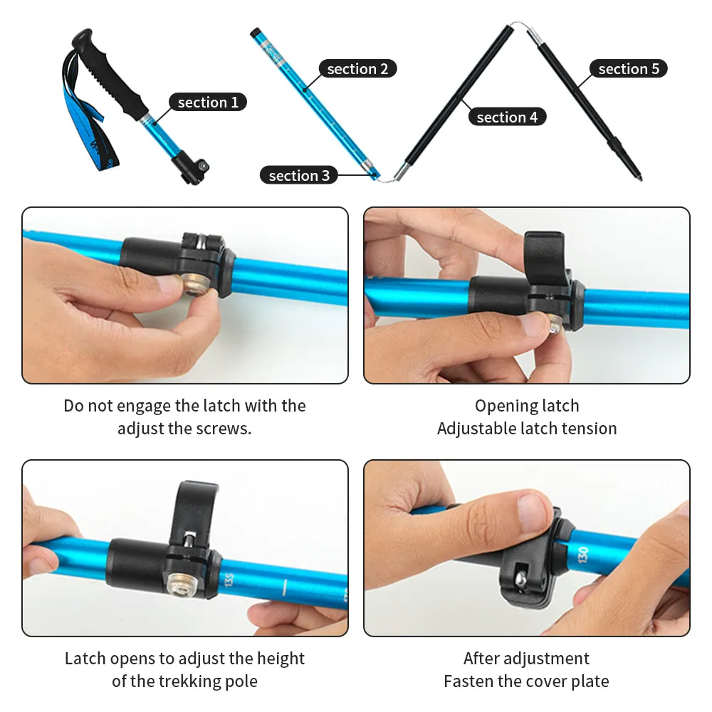 Premium Multifunctional Walking Stick – Telescopic Hiking Cane, Folding Trekking Poles for Seniors, Lightweight Aluminum Alloy, Non-Slip Rubber Base, Compact Design with Hand Strap