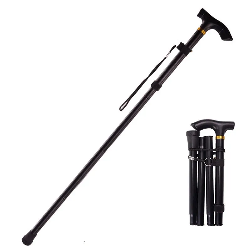 Premium Multifunctional Walking Stick – Telescopic Hiking Cane, Folding Trekking Poles for Seniors, Lightweight Aluminum Alloy, Non-Slip Rubber Base, Compact Design with Hand Strap