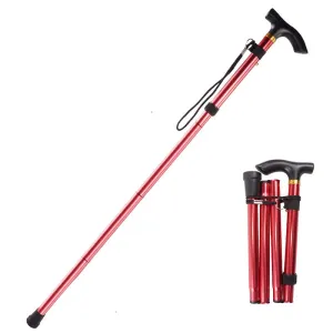 Premium Multifunctional Walking Stick – Telescopic Hiking Cane, Folding Trekking Poles for Seniors, Lightweight Aluminum Alloy, Non-Slip Rubber Base, Compact Design with Hand Strap