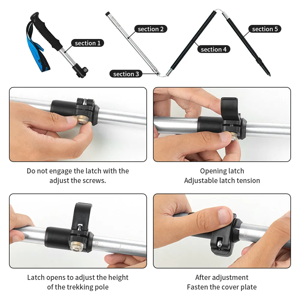 Premium Ultralight Folding Trekking Pole – Adjustable Telescopic Walking Stick, Aviation-Grade Aluminum Alloy, EVA Anti-Slip Handle, Portable for Hiking, Camping, and Outdoor Adventures