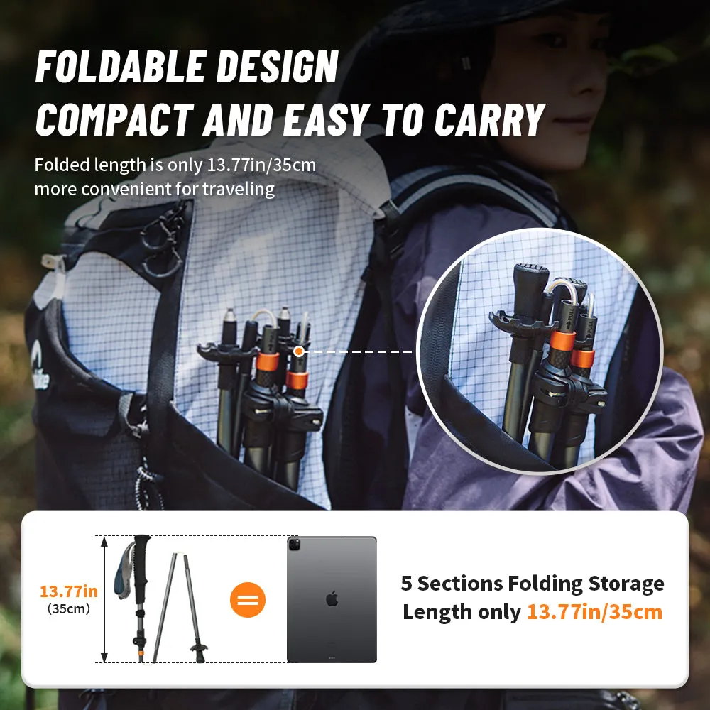 Premium Ultralight Folding Trekking Pole – Adjustable Telescopic Walking Stick, Aviation-Grade Aluminum Alloy, EVA Anti-Slip Handle, Portable for Hiking, Camping, and Outdoor Adventures