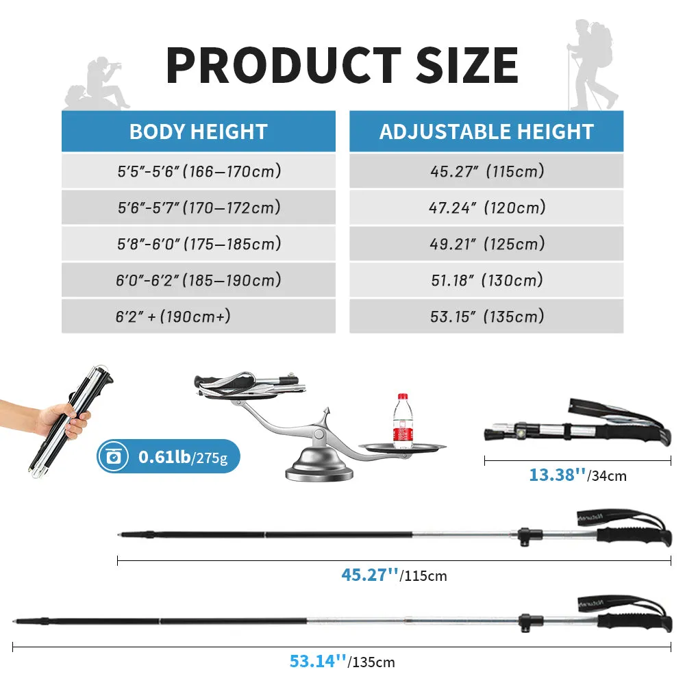 Premium Ultralight Folding Trekking Pole – Adjustable Telescopic Walking Stick, Aviation-Grade Aluminum Alloy, EVA Anti-Slip Handle, Portable for Hiking, Camping, and Outdoor Adventures