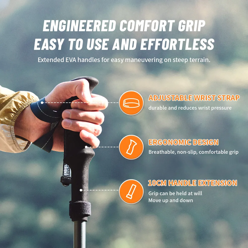 Premium Ultralight Folding Trekking Pole – Adjustable Telescopic Walking Stick, Aviation-Grade Aluminum Alloy, EVA Anti-Slip Handle, Portable for Hiking, Camping, and Outdoor Adventures