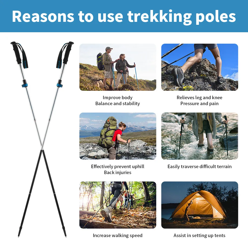 Premium Ultralight Folding Trekking Pole – Adjustable Telescopic Walking Stick, Aviation-Grade Aluminum Alloy, EVA Anti-Slip Handle, Portable for Hiking, Camping, and Outdoor Adventures