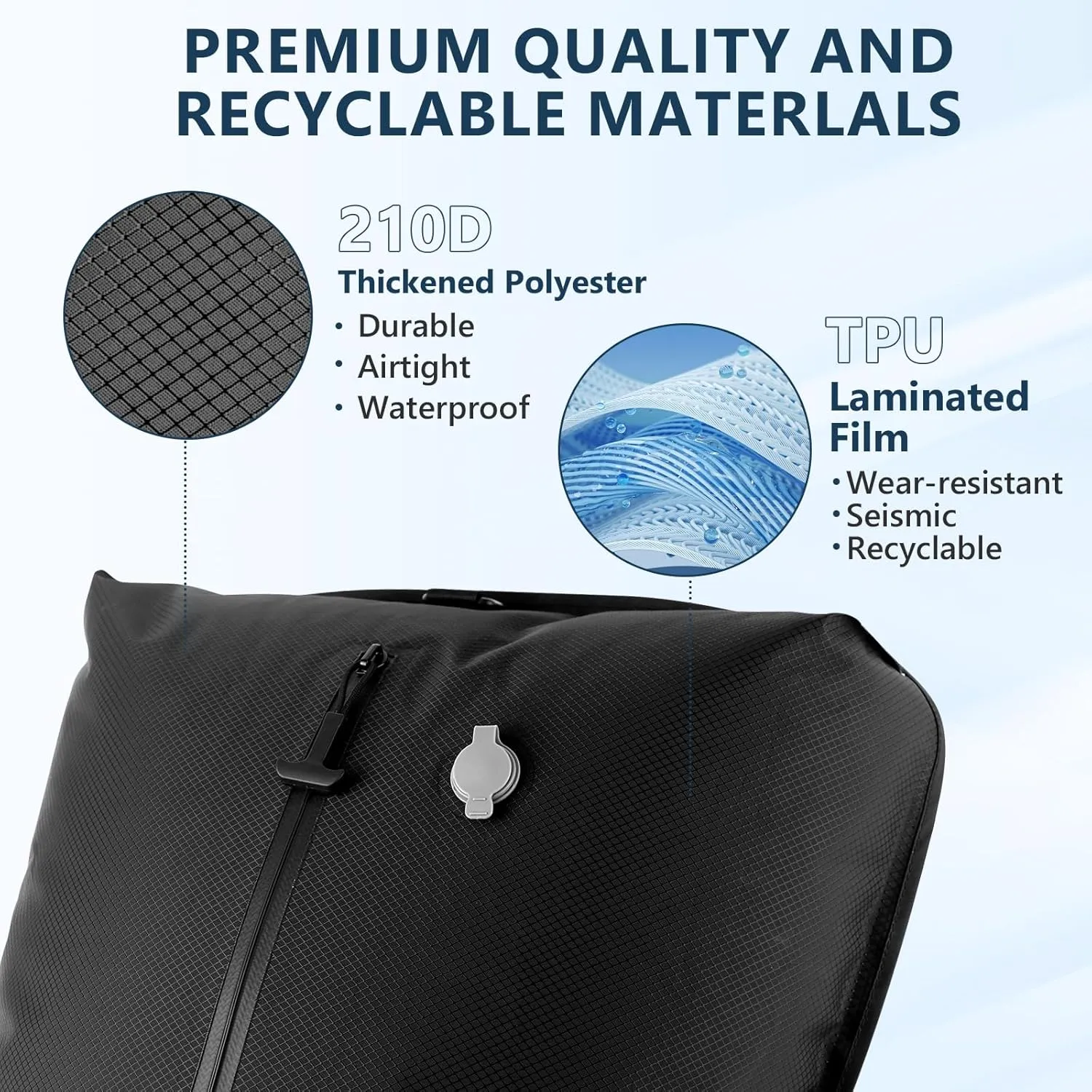 Professional Vacuum Bags for Travel, IP67 Reusable Vacuum Compression Bags for Suitcases and Backpack Space Saver Vacuum Bags for Travel Lightweight & Durable (1PC No Pump)