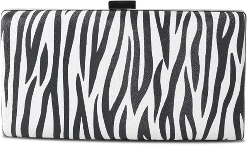 PU Leather Women Handbag Shoulder Bridal Wedding Purse Elegant Crossbody for Party Clutch Zebra Print Evening