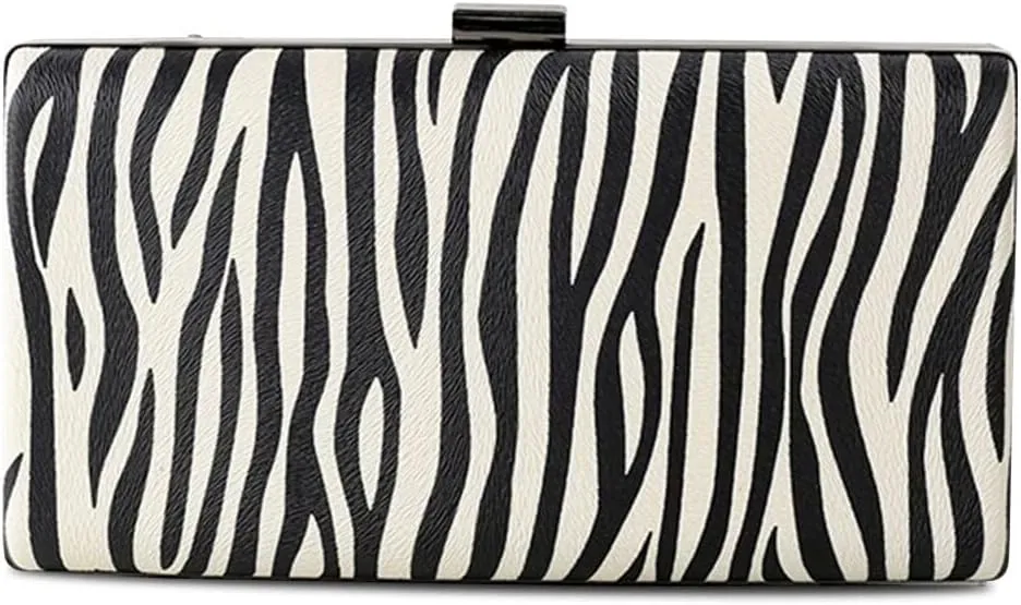 PU Leather Women Handbag Shoulder Bridal Wedding Purse Elegant Crossbody for Party Clutch Zebra Print Evening