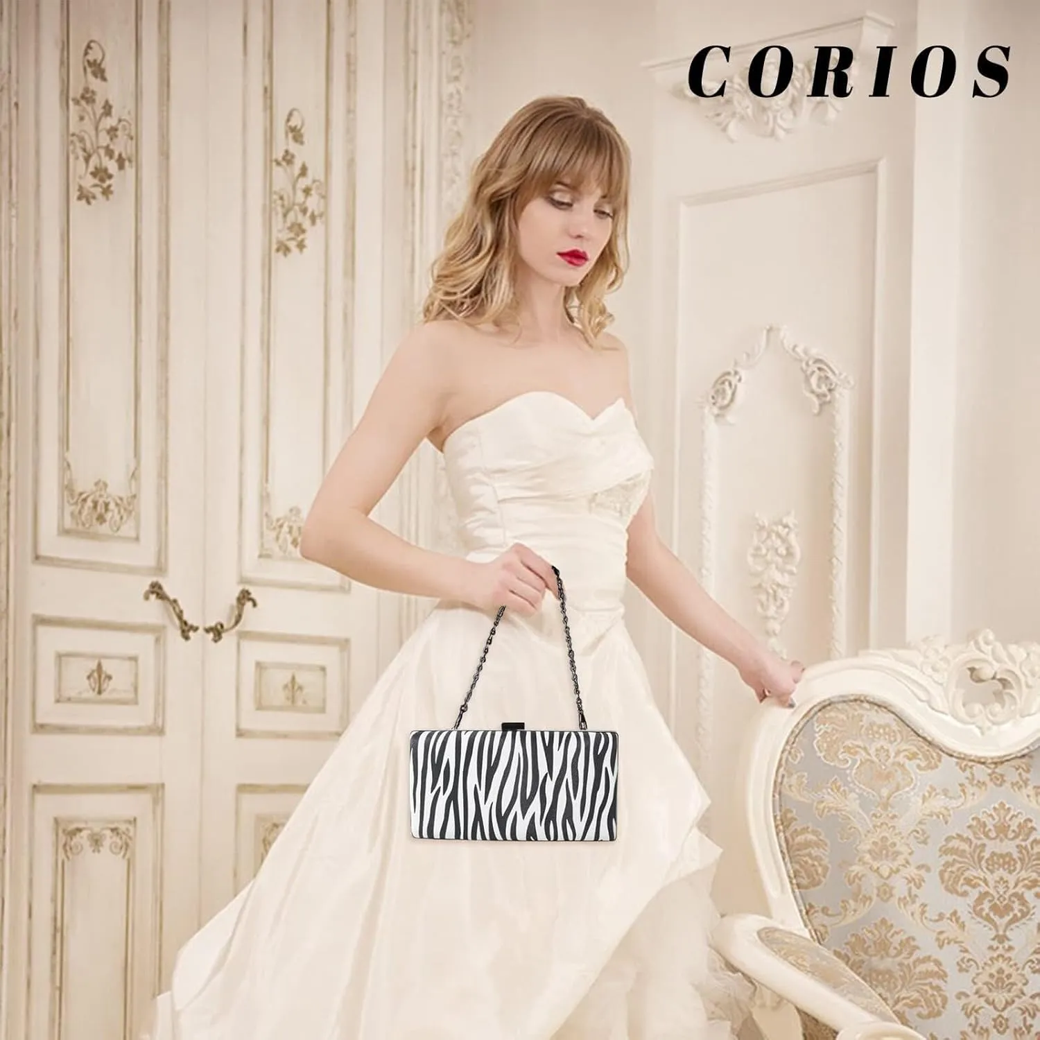 PU Leather Women Handbag Shoulder Bridal Wedding Purse Elegant Crossbody for Party Clutch Zebra Print Evening