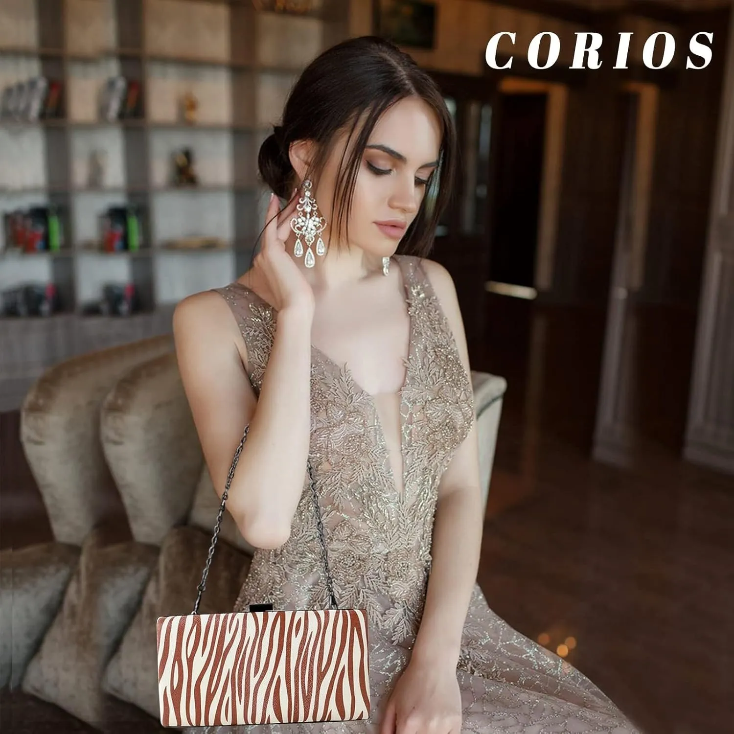 PU Leather Women Handbag Shoulder Bridal Wedding Purse Elegant Crossbody for Party Clutch Zebra Print Evening