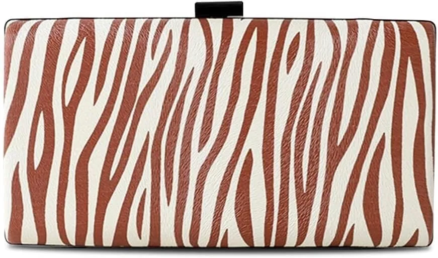 PU Leather Women Handbag Shoulder Bridal Wedding Purse Elegant Crossbody for Party Clutch Zebra Print Evening