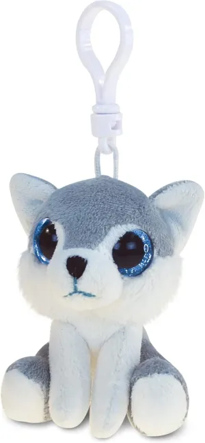 Puzzled DolliBu Big Eyes Wolf Stuffed Animal Keychain - Super Soft Wolf Keychain Wildlife Animal Plush for Backpacks, Car Keys, or Purse, Cute Wolf Keychain Charm with Fun Buddy Clip - 6 Inches