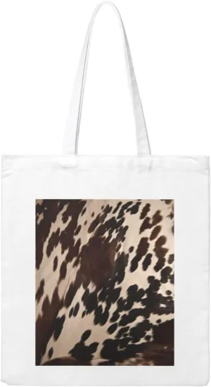 quopvnreusable Canvas Tote Bag, Brown Cowhide Shopping Bag with Durable Handles, Stylish Aesthetic Spacious Tote Bags for Groceries, Travel, Gym, Beach