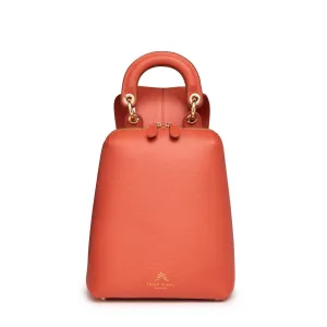 Racer Mini: Women's Designer Backpack in Orange Leather