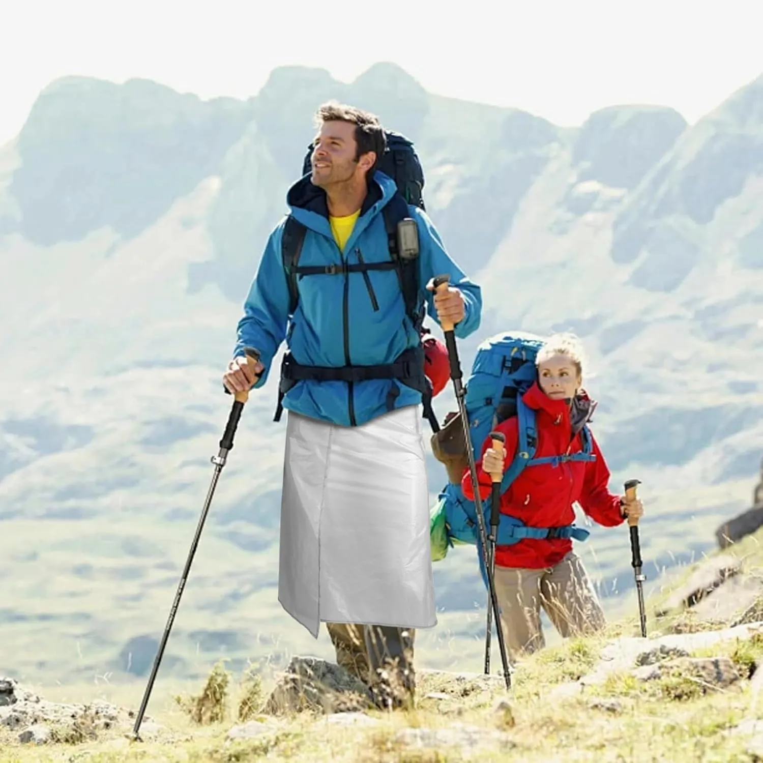 Rain Skirt Lightweight Outdoor Foldable Water-Resistant Half Raincoat Breathable Adjustable Rain Kilt for Hiking Camping Cycling Riding, Average (White), Rain Ponchos For Women