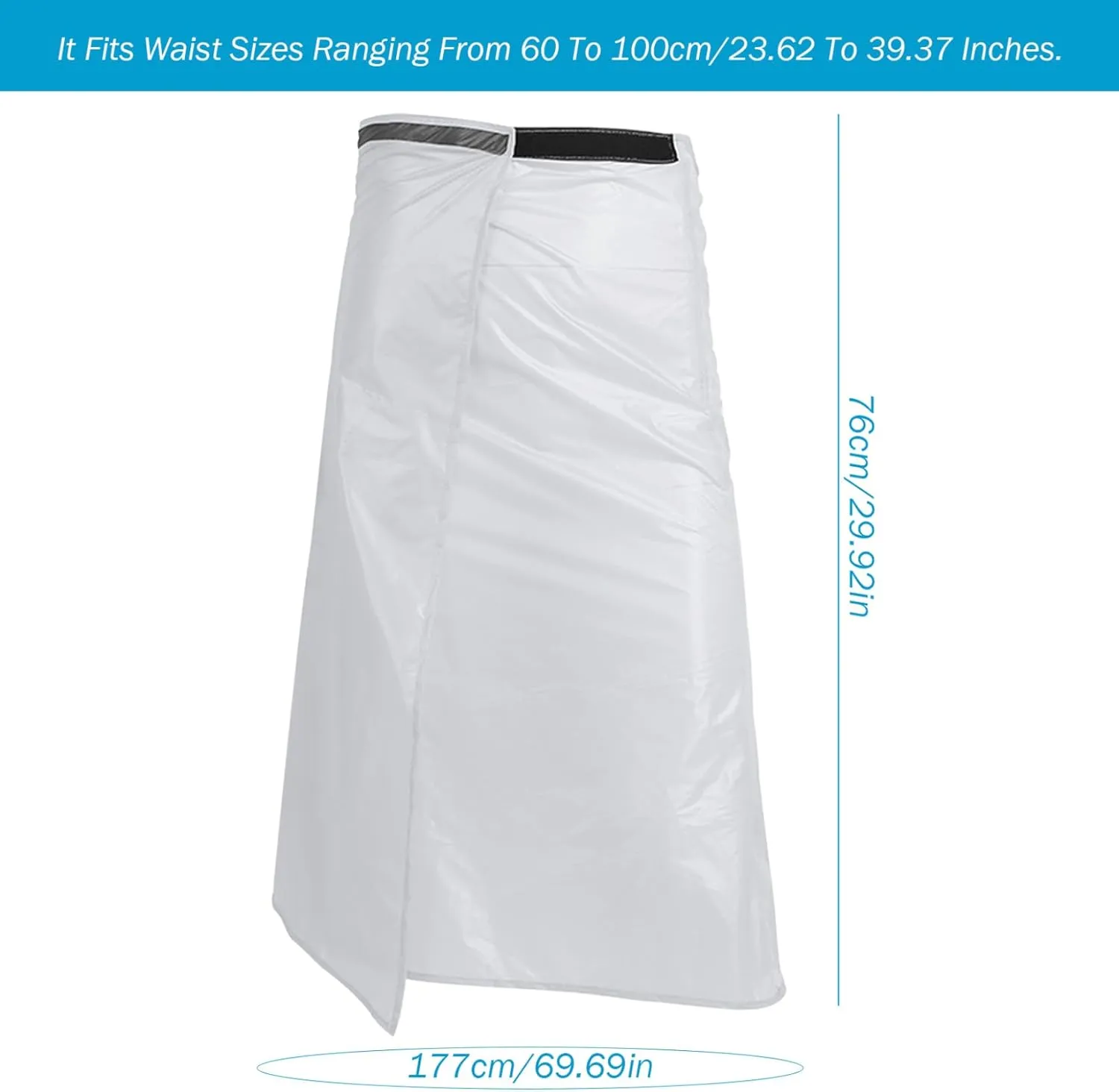 Rain Skirt Lightweight Outdoor Foldable Water-Resistant Half Raincoat Breathable Adjustable Rain Kilt for Hiking Camping Cycling Riding, Average (White), Rain Ponchos For Women