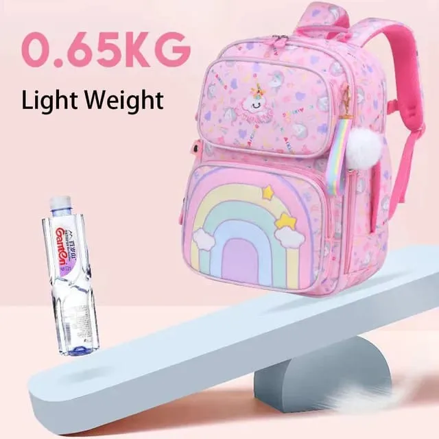Rainbow Blossom School Backpack - Stylish, Durable & Waterproof Backpack