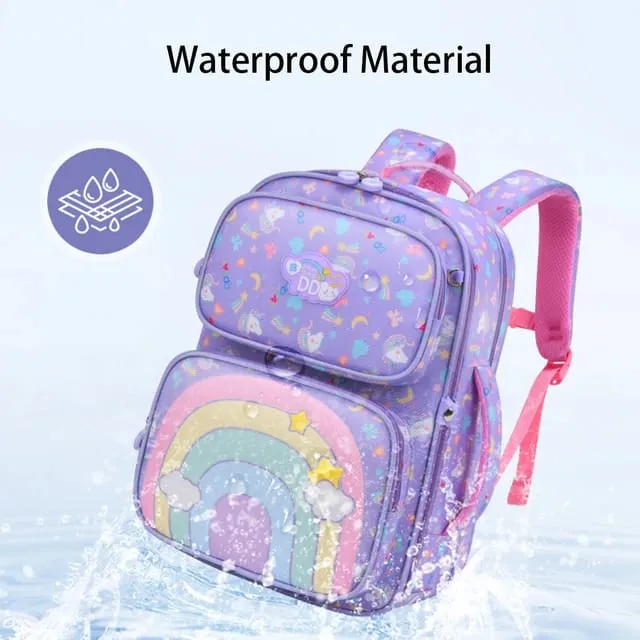 Rainbow Blossom School Backpack - Stylish, Durable & Waterproof Backpack