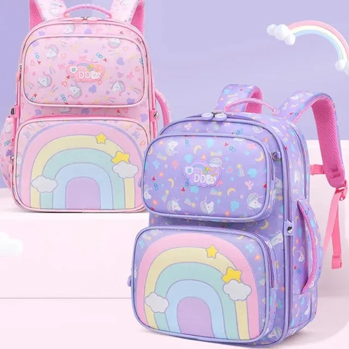 Rainbow Blossom School Backpack - Stylish, Durable & Waterproof Backpack