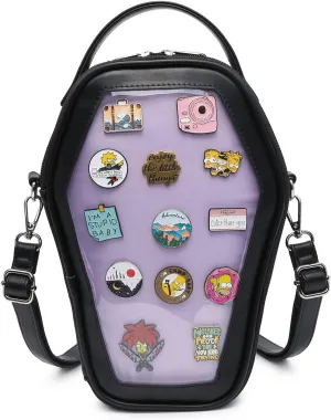 RAINBOW SMILE Ita Bag Backpack Gothic Coffin Shape Fashion Purses and Handbags Halloween JK Bags for Anime Pins Display