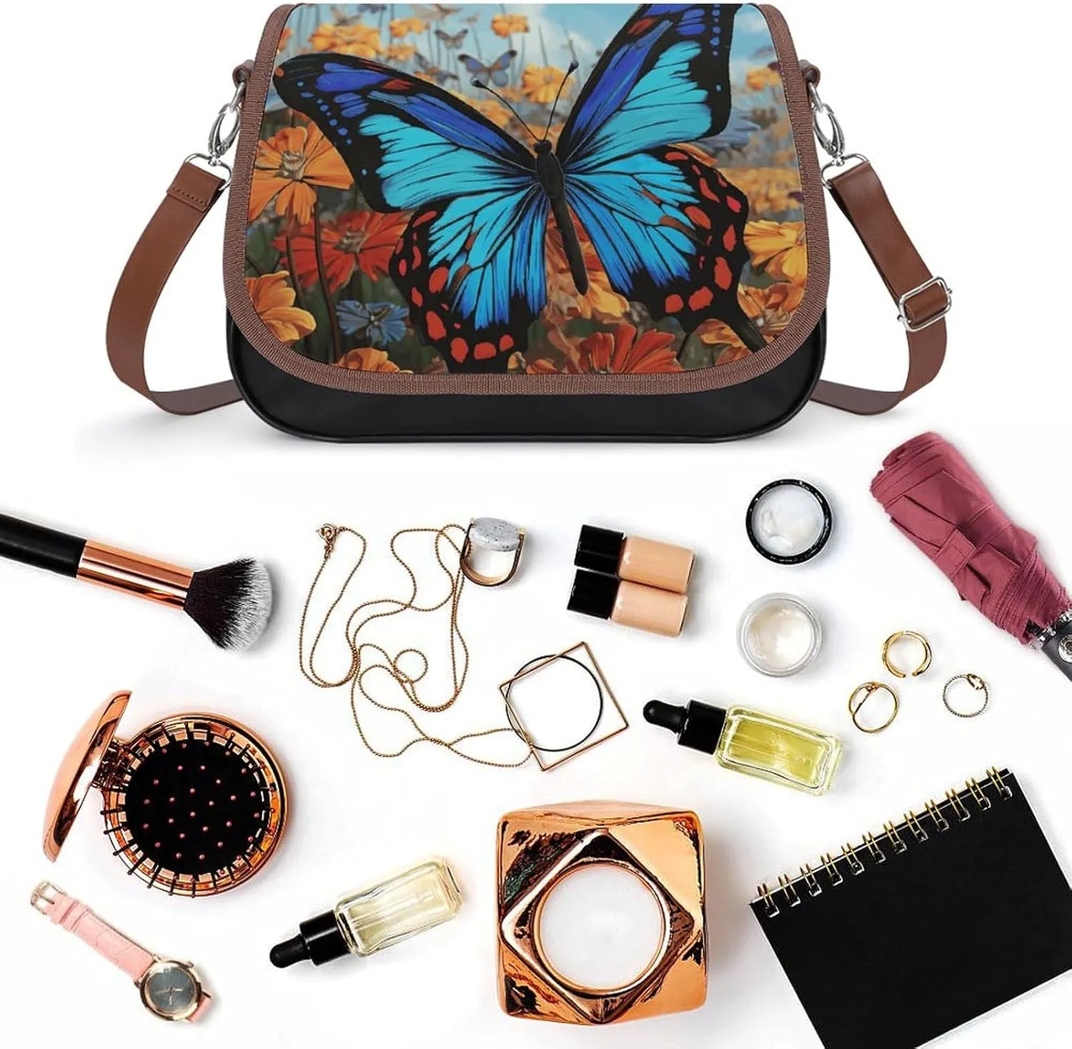 Red And Yellow Style Crossbody Bags for Women Travel Shoulder Bag Small Leather Cross Body Handbags