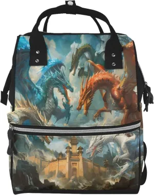 Red Blue Dragon Battle Epic Pattern Mummy Diaper Bag Backpack Durable Maternity Baby Nappy Casual Shoulder Bags Travel Hiking Outdoor Pack