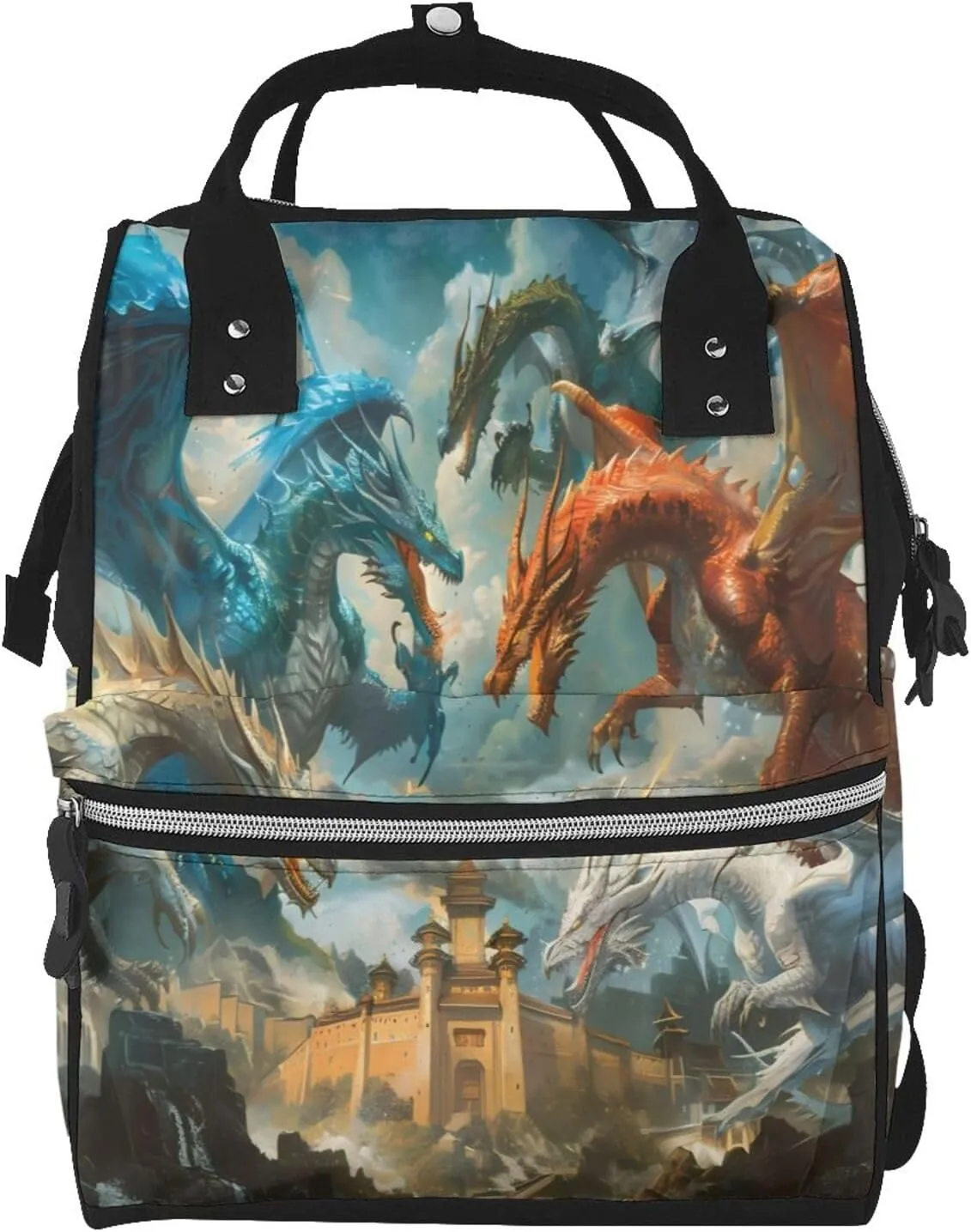 Red Blue Dragon Battle Epic Pattern Mummy Diaper Bag Backpack Durable Maternity Baby Nappy Casual Shoulder Bags Travel Hiking Outdoor Pack