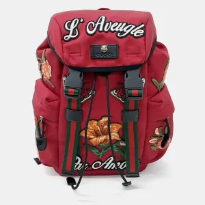Red Canvas Embroidered Techo Backpack