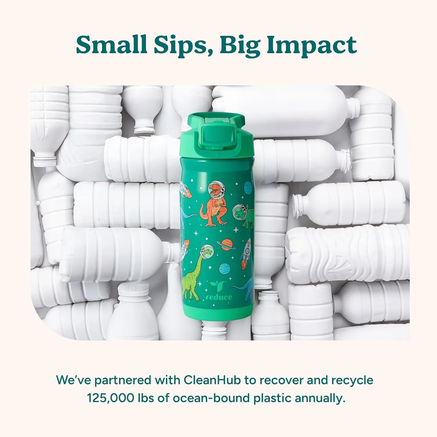 REDUCE 14 oz Hydrate Pro Stainless Steel Insulated Water Bottle - Flip Top Leak-Proof Lid,Dishwasher Safe,BPA-Free,Dual Wall Vacuum,Keeps Drinks Cold for 48 Hrs, Cup Holder Friendly - Abstract Flowers
