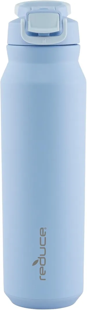 REDUCE 32 oz Hydrate Pro Stainless Steel Insulated Water Bottle - Flip Top Leak-Proof Lid, Dishwasher Safe, BPA-Free, Dual Wall Vacuum, Keeps Drinks Cold for 48 Hrs, Cup Holder Friendly - Glacier