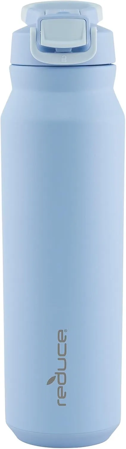 REDUCE 32 oz Hydrate Pro Stainless Steel Insulated Water Bottle - Flip Top Leak-Proof Lid, Dishwasher Safe, BPA-Free, Dual Wall Vacuum, Keeps Drinks Cold for 48 Hrs, Cup Holder Friendly - Glacier