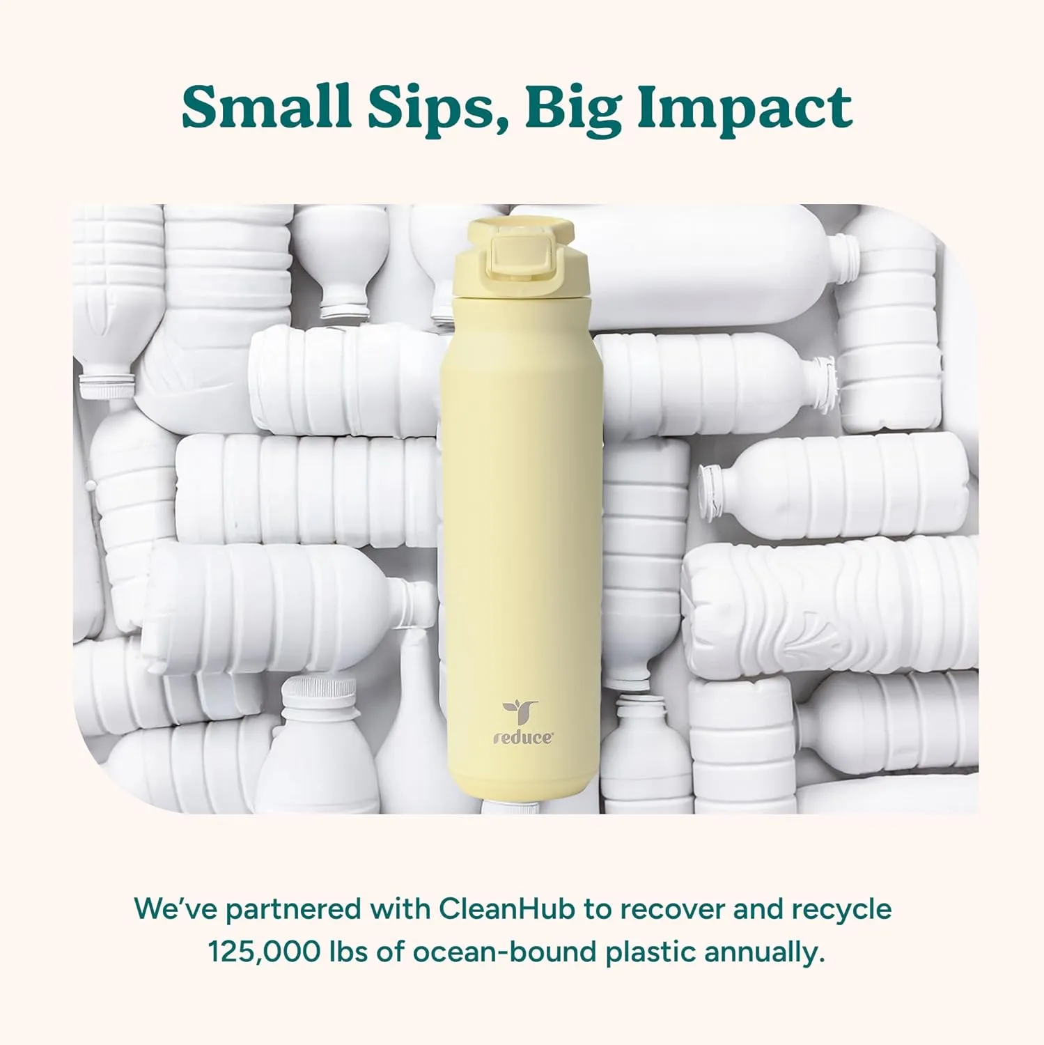 REDUCE 32 oz Hydrate Pro Stainless Steel Insulated Water Bottle - Flip Top Leak-Proof Lid, Dishwasher Safe, BPA-Free, Dual Wall Vacuum, Keeps Drinks Cold for 48 Hrs, Cup Holder Friendly - Sangria